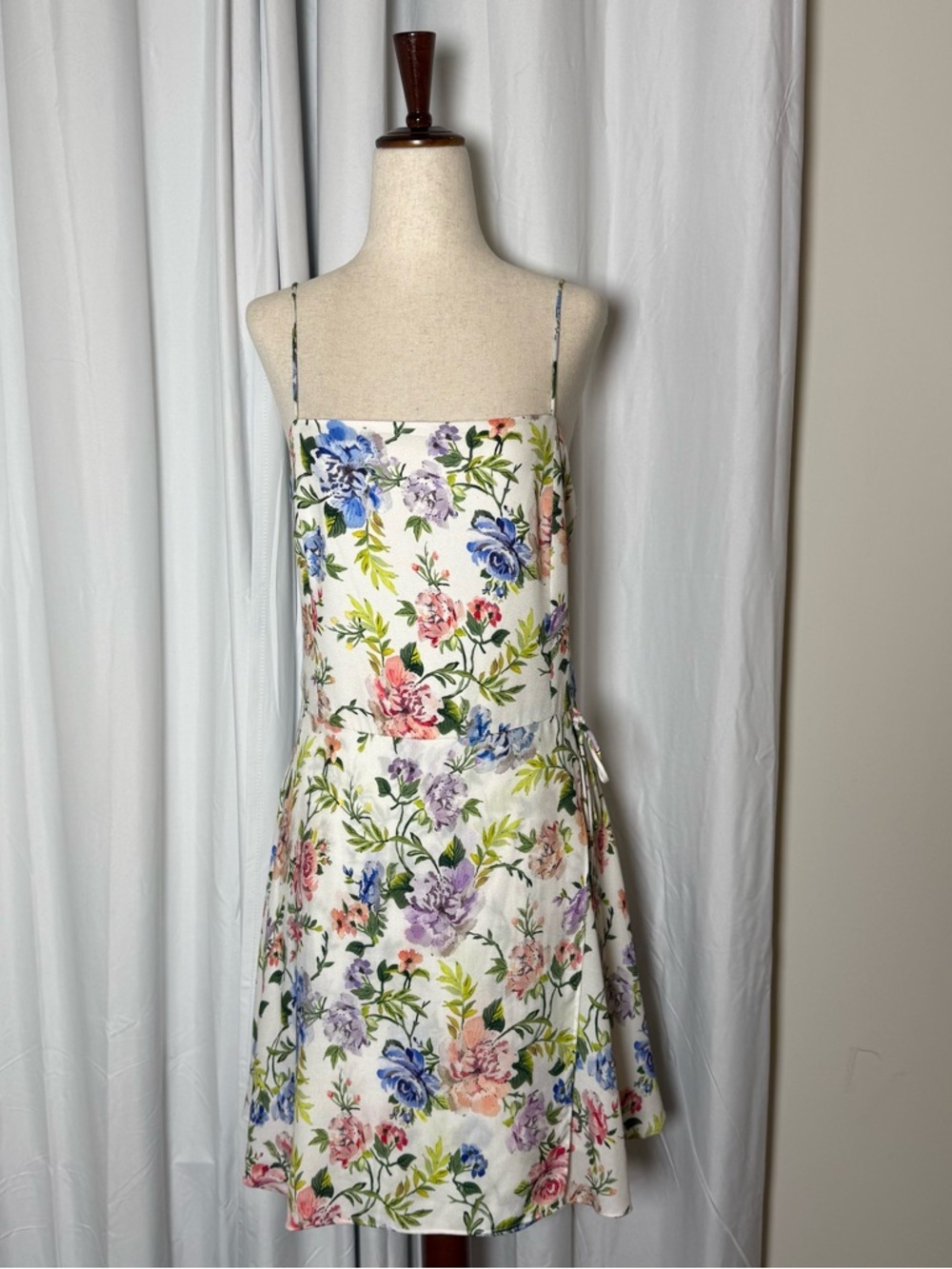 Alice + Olivia Trixie Faux Wrap Floral Mini Dress NWT Size 12 Spaghetti Strap